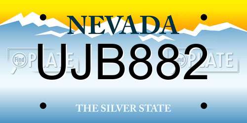UJB882 Nevada License Plate