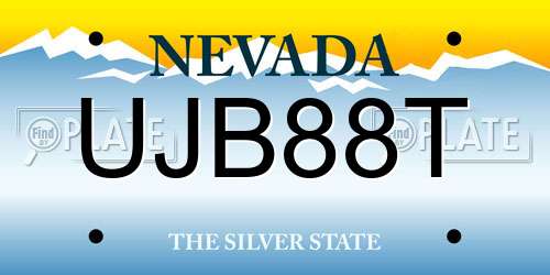 UJB88T Nevada License Plate
