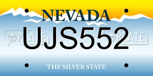 UJS552 Nevada License Plate