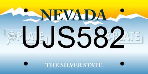 UJS582 Nevada License Plate