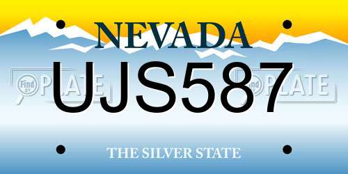 UJS587 Nevada License Plate