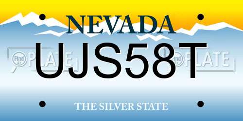 UJS58T Nevada License Plate