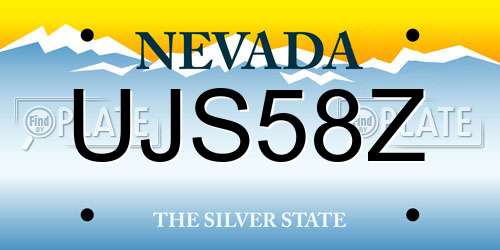UJS58Z Nevada License Plate