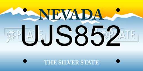 UJS852 Nevada License Plate