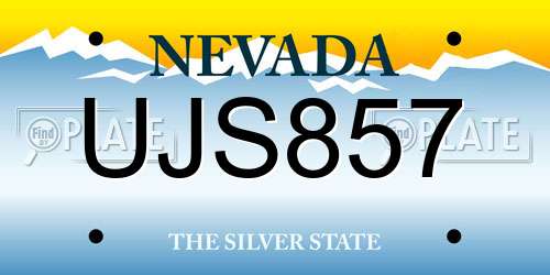 UJS857 Nevada License Plate