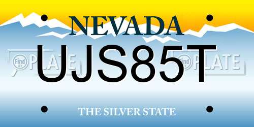 UJS85T Nevada License Plate
