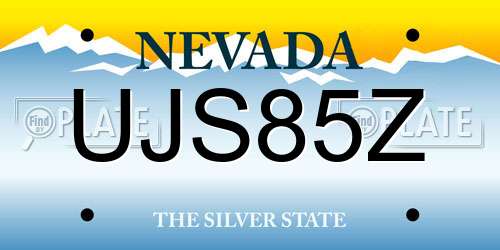 UJS85Z Nevada License Plate