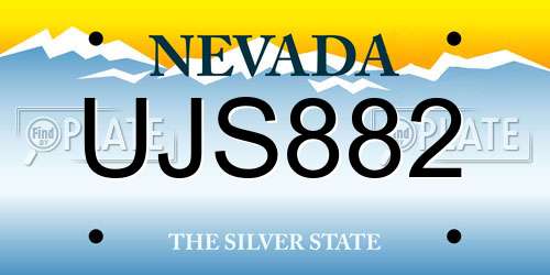 UJS882 Nevada License Plate