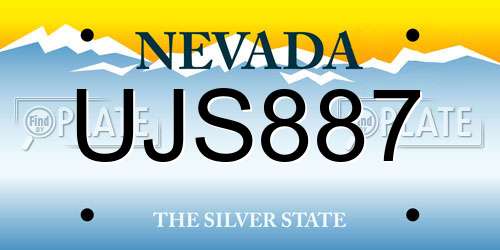 UJS887 Nevada License Plate
