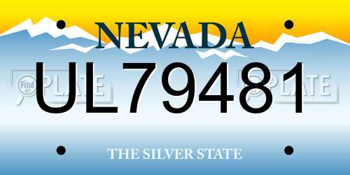 UL79481 Nevada License Plate