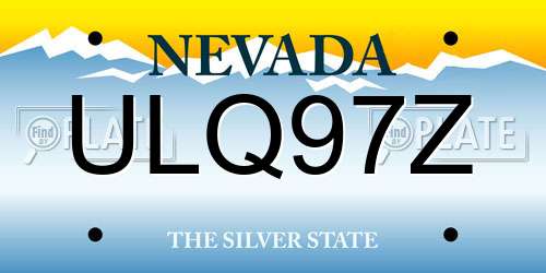 ULQ97Z Nevada License Plate