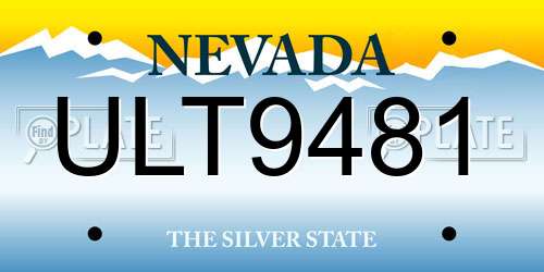 ULT9481 Nevada License Plate