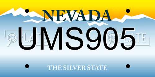UMS905 Nevada License Plate