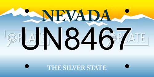 UN8467 Nevada License Plate