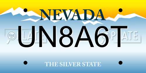 UN8A6T Nevada License Plate