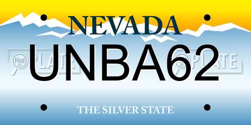 UNBA62 Nevada License Plate