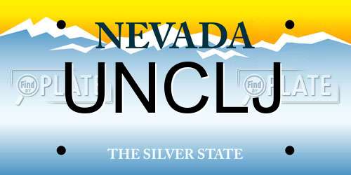 UNCLJ Nevada License Plate