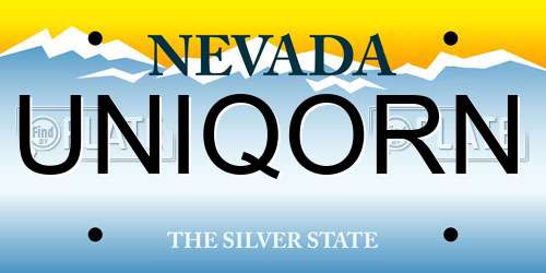 UNIQORN Nevada License Plate
