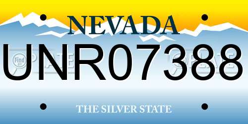 UNR07388 Nevada License Plate