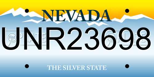 UNR23698 Nevada License Plate