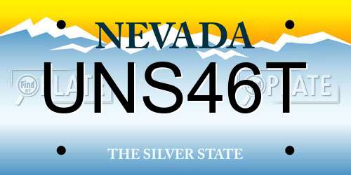 UNS46T Nevada License Plate