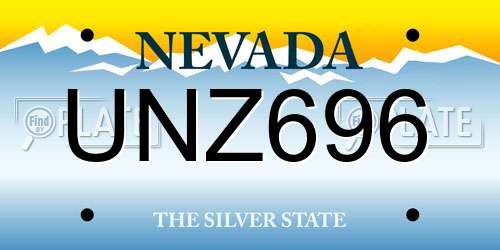 UNZ696 Nevada License Plate