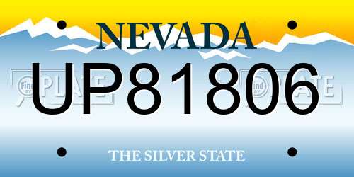 UP81806 Nevada License Plate