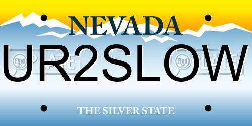 UR2SLOW Nevada License Plate