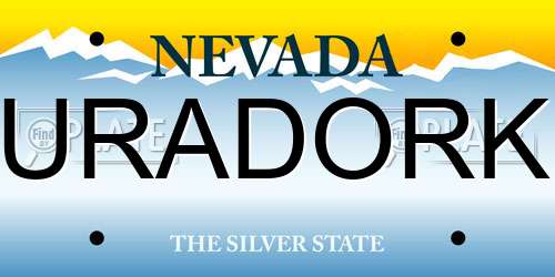 URADORK Nevada License Plate