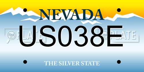 US038E Nevada License Plate