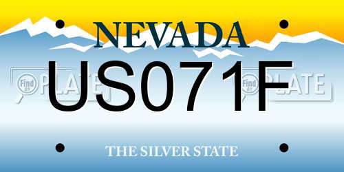 US071F Nevada License Plate