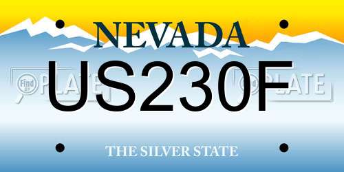 US230F Nevada License Plate
