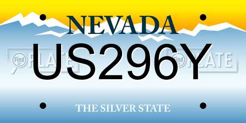 US296Y Nevada License Plate