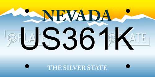 US361K Nevada License Plate