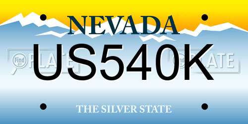 US540K Nevada License Plate