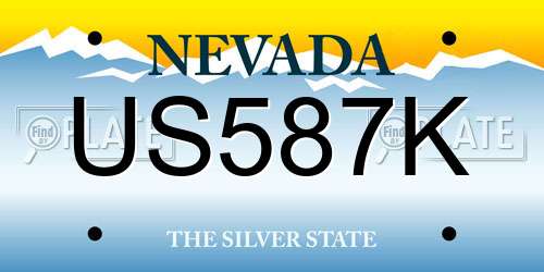 US587K Nevada License Plate