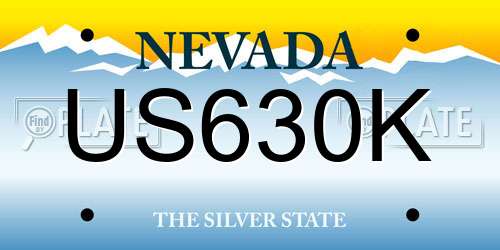 US630K Nevada License Plate