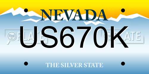 US670K Nevada License Plate