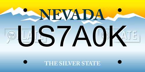 US7A0K Nevada License Plate