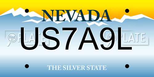 US7A9L Nevada License Plate