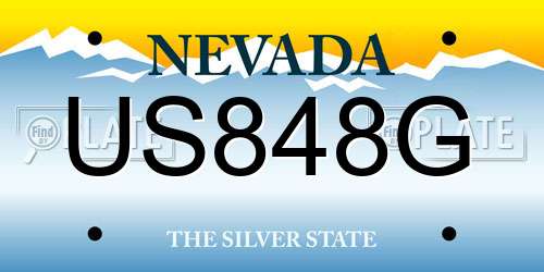 US848G Nevada License Plate