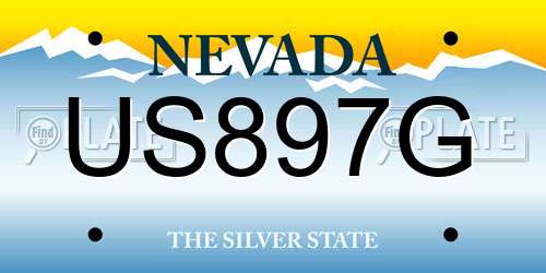 US897G Nevada License Plate