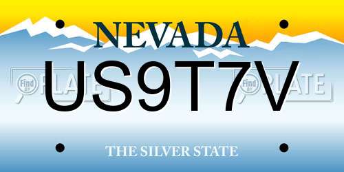 US9T7V Nevada License Plate