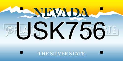 USK756 Nevada License Plate