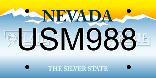 USM988 Nevada License Plate