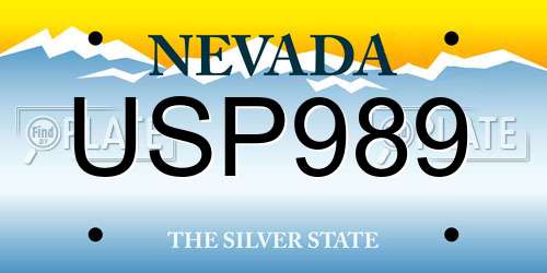 USP989 Nevada License Plate