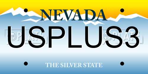USPLUS3 Nevada License Plate