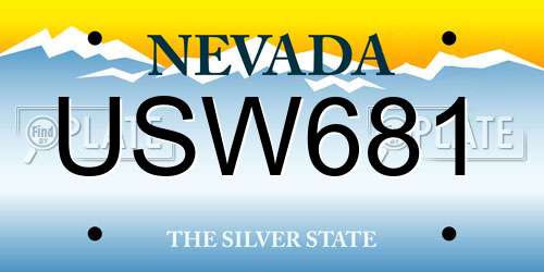 USW681 Nevada License Plate