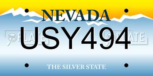 USY494 Nevada License Plate
