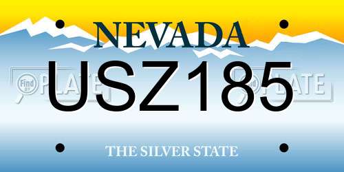 USZ185 Nevada License Plate